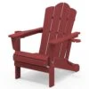 Classic Outdoor HDPE Folding Plastic Adirondack Chair With 2 Cup Holders In Dark Red (Set Of 1)