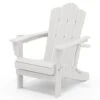 Classic Outdoor HDPE Folding Plastic Adirondack Chair With 2 Cup Holders In White (Set Of 1)