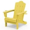 Classic Outdoor HDPE Folding Plastic Adirondack Chair With 2 Cup Holders In Yellow (Set Of 1)