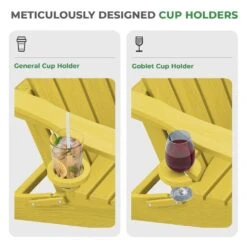 Classic Outdoor HDPE Folding Plastic Adirondack Chair With 2 Cup Holders In Yellow (Set Of 1) -Jearey jearey plastic adirondack chairs sbtydy yellow fa 1000