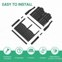 Classic Black Plastic Adirondack Chair 2-Person Outdoor Loveseat With Foldable Design -Jearey jearey plastic adirondack chairs srydy black fa 1000