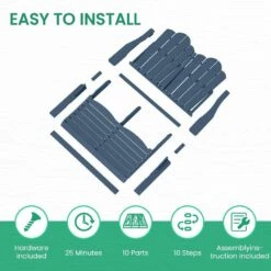 Classic Navy Blue Plastic Adirondack Chair 2-Person Outdoor Loveseat With Foldable Design 15 Classic Navy Blue Plastic Adirondack Chair 2-Person Outdoor Loveseat With Foldable Design -Jearey jearey plastic adirondack chairs srydy blue fa 1000