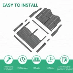 Classic Gray Plastic Adirondack Chair 2-Person Outdoor Loveseat With Foldable Design -Jearey jearey plastic adirondack chairs srydy gray fa 1000