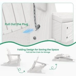 Classic White Plastic Adirondack Chair 2-Person Outdoor Loveseat With Foldable Design -Jearey jearey plastic adirondack chairs srydy write 44 1000