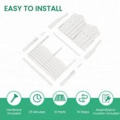 Classic White Plastic Adirondack Chair 2-Person Outdoor Loveseat With Foldable Design -Jearey jearey plastic adirondack chairs srydy write fa 1000