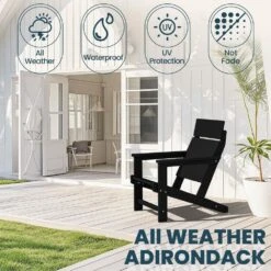 HDPE Black Adirondack Chair-Panel-Back All-Weather Heavy Woodgrain For Garden, Poolside And Deck 14 HDPE Black Adirondack Chair-Panel-Back All-Weather Heavy Woodgrain For Garden, Poolside And Deck -Jearey jearey plastic adirondack chairs xdabanqwy black 44 1000