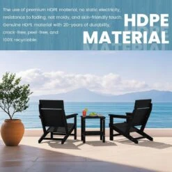 HDPE Black Adirondack Chair-Panel-Back All-Weather Heavy Woodgrain For Garden, Poolside And Deck 12 HDPE Black Adirondack Chair-Panel-Back All-Weather Heavy Woodgrain For Garden, Poolside And Deck -Jearey jearey plastic adirondack chairs xdabanqwy black 4f 1000