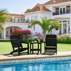 HDPE Black Adirondack Chair-Panel-Back All-Weather Heavy Woodgrain For Garden, Poolside And Deck 16 HDPE Black Adirondack Chair-Panel-Back All-Weather Heavy Woodgrain For Garden, Poolside And Deck -Jearey jearey plastic adirondack chairs xdabanqwy black 76 1000