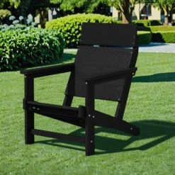 HDPE Black Adirondack Chair-Panel-Back All-Weather Heavy Woodgrain For Garden, Poolside And Deck 15 HDPE Black Adirondack Chair-Panel-Back All-Weather Heavy Woodgrain For Garden, Poolside And Deck -Jearey jearey plastic adirondack chairs xdabanqwy black fa 1000