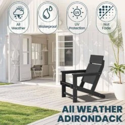 HDPE Grey Adirondack Chair-Panel-Back All-Weather Heavy Woodgrain For Garden, Poolside And Deck -Jearey jearey plastic adirondack chairs xdabanqwy grey 1f 1000