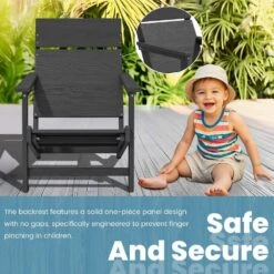 HDPE Grey Adirondack Chair-Panel-Back All-Weather Heavy Woodgrain For Garden, Poolside And Deck -Jearey jearey plastic adirondack chairs xdabanqwy grey 4f 1000