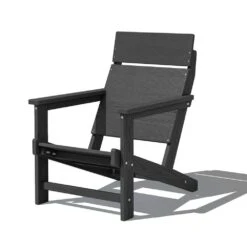 HDPE Grey Adirondack Chair-Panel-Back All-Weather Heavy Woodgrain For Garden, Poolside And Deck