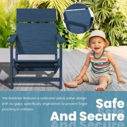 HDPE Navy Adirondack Chair-Panel-Back All-Weather Heavy Woodgrain For Garden, Poolside And Deck -Jearey jearey plastic adirondack chairs xdabanqwy navy 1f 1000