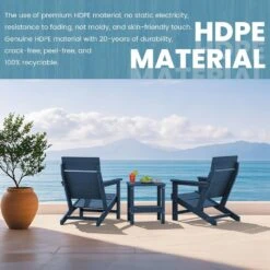 HDPE Navy Adirondack Chair-Panel-Back All-Weather Heavy Woodgrain For Garden, Poolside And Deck -Jearey jearey plastic adirondack chairs xdabanqwy navy 44 1000