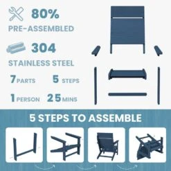 HDPE Navy Adirondack Chair-Panel-Back All-Weather Heavy Woodgrain For Garden, Poolside And Deck -Jearey jearey plastic adirondack chairs xdabanqwy navy c3 1000