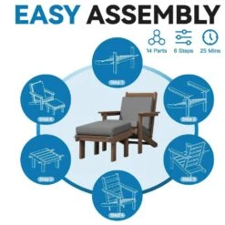 Classic Outdoor Patio HDPE Plastic Adirondack Chair With Footrest Ottoman In Brown -Jearey jearey plastic adirondack chairs zbqwy br 76 1000