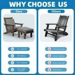 Classic Outdoor Patio HDPE Plastic Adirondack Chair With Footrest Ottoman In Brown -Jearey jearey plastic adirondack chairs zbqwy br fa 1000