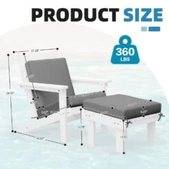 Classic Outdoor Patio HDPE Plastic Adirondack Chair With Footrest Ottoman In White -Jearey jearey plastic adirondack chairs zbqwy wh 4f 1000