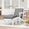 Classic Outdoor Patio HDPE Plastic Adirondack Chair With Footrest Ottoman In White