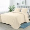 3-Piece Beige Modern Microfiber Full/Queen-Quilt-Set Quilt Set