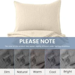 3-Piece Beige Modern Microfiber King-Quilt-Set Quilt Set -Jearey jearey quilts coverlets bg cg3jt k 1f 1000