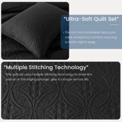 2-Piece Black Modern Microfiber Twin/Twin-XL-Quilt-Set Quilt Set -Jearey jearey quilts coverlets bk cg3jt t txl 4f 1000