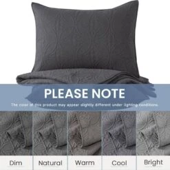 2-Piece Dark Gray Modern Microfiber Twin/Twin-XL-Quilt-Set Quilt Set -Jearey jearey quilts coverlets gy cg3jt t txl 1f 1000