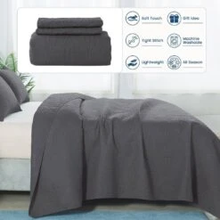 2-Piece Dark Gray Modern Microfiber Twin/Twin-XL-Quilt-Set Quilt Set -Jearey jearey quilts coverlets gy cg3jt t txl 44 1000