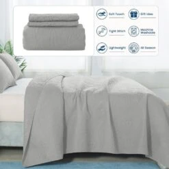 2-Piece Light Gray Modern Microfiber Twin/Twin-XL-Quilt-Set Quilt Set -Jearey jearey quilts coverlets lgy cg3jt t txl 44 1000