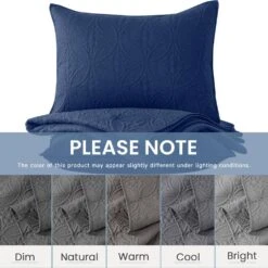 2-Piece Navy Modern Microfiber Twin/Twin-XL-Quilt-Set Quilt Set -Jearey jearey quilts coverlets nv cg3jt t txl 1f 1000