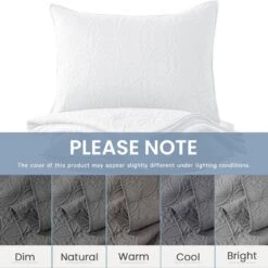 3-Piece White Modern Microfiber Full/Queen-Quilt-Set Quilt Set -Jearey jearey quilts coverlets wt cg3jt f q 1f 1000