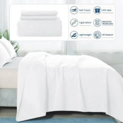 3-Piece White Modern Microfiber King-Quilt-Set Quilt Set -Jearey jearey quilts coverlets wt cg3jt k 44 1000