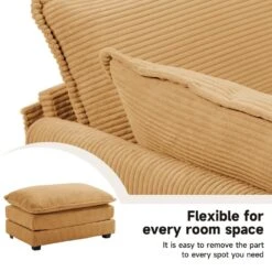 147 In. W 6-Piece Modern Fabric Sectional Sofa With Ottoman In Light Brown -Jearey light brown jearey sectional sofas e46sf 4 ye 44 1000