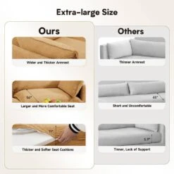 147 In. W 6-Piece Modern Fabric Sectional Sofa With Ottoman In Light Brown -Jearey light brown jearey sectional sofas e46sf 4 ye fa 1000