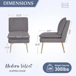 Grey 1-Piece Armless Upholstered Leisure Tight Back Accent Side Chair With Cushion -Jearey light grey jearey ottomans e11xxy hd gy 66 1000