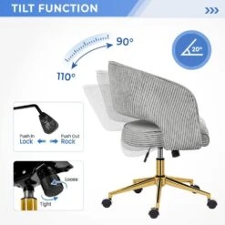 Light Grey Modern Swivel And Adjustable Task Chair Tufted Office Chair With Gold Base -Jearey light grey jearey task chairs e31bgy hd gy 1f 1000