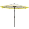 10 Ft. Steel Lighted Market Tilt Solar Umbrella With Crank In Gray And Yellow Splicing