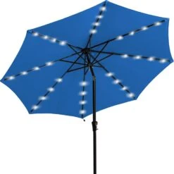 10 Ft. Steel Outdoor Patio Market Umbrella With Lights In Blue 9 10 Ft. Steel Outdoor Patio Market Umbrella With Lights In Blue -Jearey market umbrellas 11cbzzs dg 44 1000