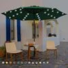 11 Ft. LED Lights Steel Outdoor Market Solar Patio Umbrella In Green