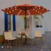 11 Ft. LED Lights Steel Outdoor Market Solar Patio Umbrella In Orange