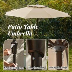 11 Ft. 2 -Tiers 8 Sturdy Ribs Outdoor Market Patio Umbrellas With Crank Lift In Beige 11 11 Ft. 2 -Tiers 8 Sturdy Ribs Outdoor Market Patio Umbrellas With Crank Lift In Beige -Jearey market umbrellas 11sc zzs be 1d 1000