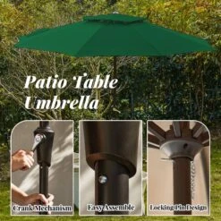11 Ft. 2 -Tiers 8 Sturdy Ribs Outdoor Market Patio Umbrellas With Crank Lift In Green -Jearey market umbrellas 11sc zzs gn 1d 1000