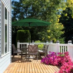 11 Ft. 2 -Tiers 8 Sturdy Ribs Outdoor Market Patio Umbrellas With Crank Lift In Green -Jearey market umbrellas 11sc zzs gn 31 1000