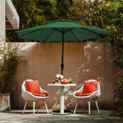 11 Ft. 2 -Tiers 8 Sturdy Ribs Outdoor Market Patio Umbrellas With Crank Lift In Green