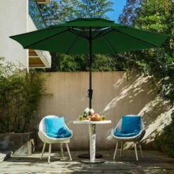 11 Ft. 2 -Tiers 8 Sturdy Ribs Outdoor Market Patio Umbrellas With Crank Lift In Green -Jearey market umbrellas 11sc zzs gn d4 1000