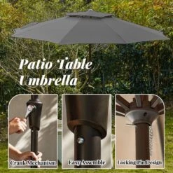 11 Ft. 2 -Tiers 8 Sturdy Ribs Outdoor Market Patio Umbrellas With Crank Lift In Gray 10 11 Ft. 2 -Tiers 8 Sturdy Ribs Outdoor Market Patio Umbrellas With Crank Lift In Gray -Jearey market umbrellas 11sc zzs gy 1d 1000