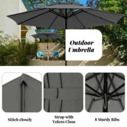 11 Ft. 2 -Tiers 8 Sturdy Ribs Outdoor Market Patio Umbrellas With Crank Lift In Gray 9 11 Ft. 2 -Tiers 8 Sturdy Ribs Outdoor Market Patio Umbrellas With Crank Lift In Gray -Jearey market umbrellas 11sc zzs gy a0 1000