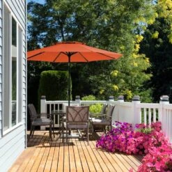 11 Ft. 2 -Tiers 8 Sturdy Ribs Outdoor Market Patio Umbrellas With Crank Lift In Orange -Jearey market umbrellas 11sc zzs oe 31 1000