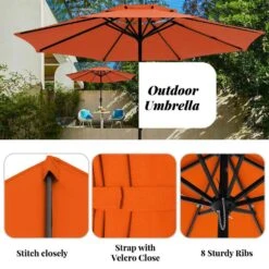 11 Ft. 2 -Tiers 8 Sturdy Ribs Outdoor Market Patio Umbrellas With Crank Lift In Orange -Jearey market umbrellas 11sc zzs oe a0 1000