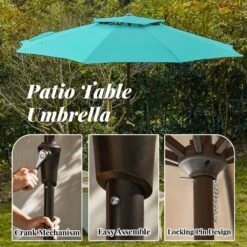 11 Ft. 2 -Tiers 8 Sturdy Ribs Outdoor Market Patio Umbrellas With Crank Lift In Peacock Blue -Jearey market umbrellas 11sc zzs pb 1d 1000